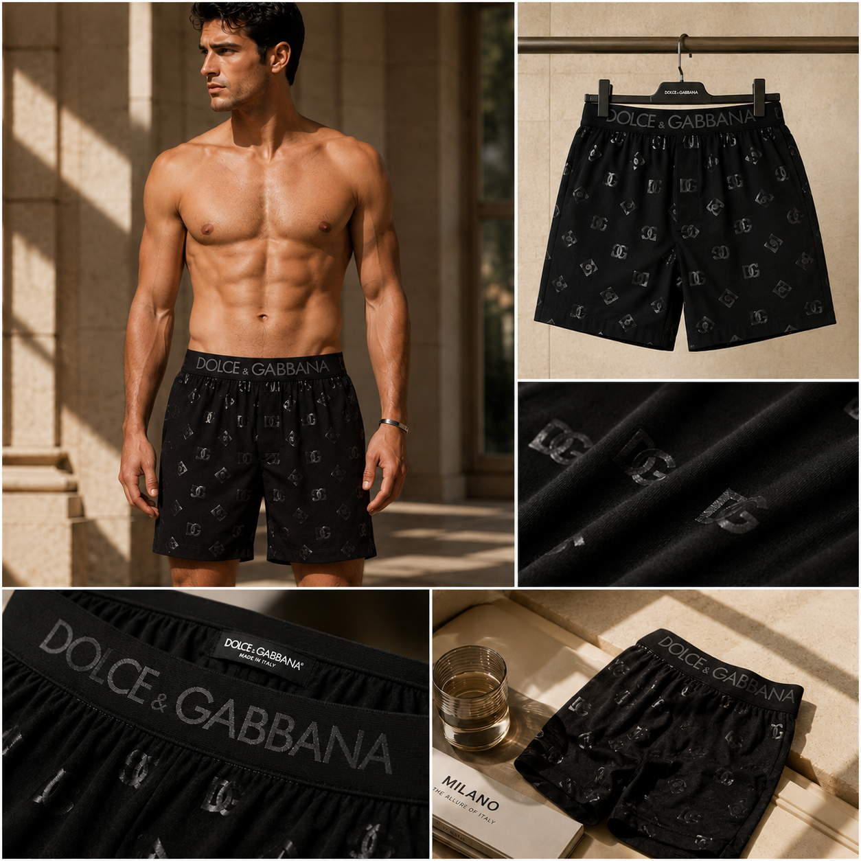 SHORT DOLCE ĐEN NHIỀU CHỮ M4D69J FUECH