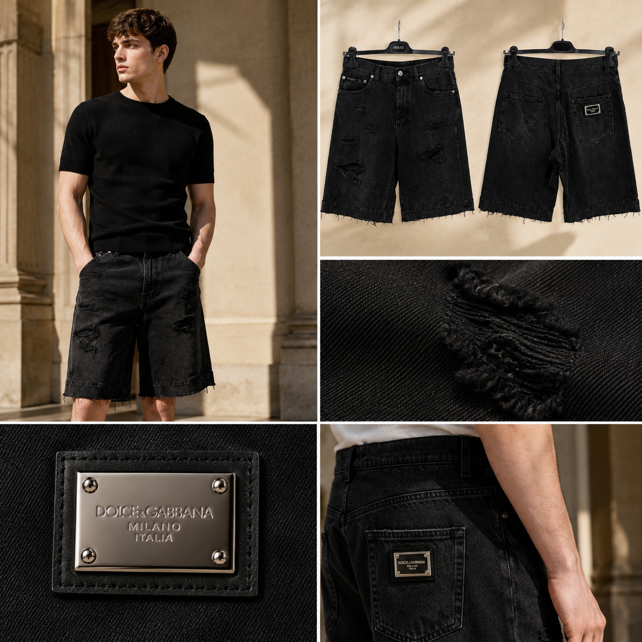 SHORT DOLCE ĐEN WASH RÁCH 2 ĐÙI GP02MD G8KO6 S9001