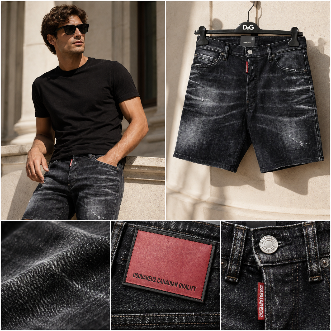 SHORT DSQUARED2 ĐEN WASH RÁCH MARINE S74MU0858 S30357 900