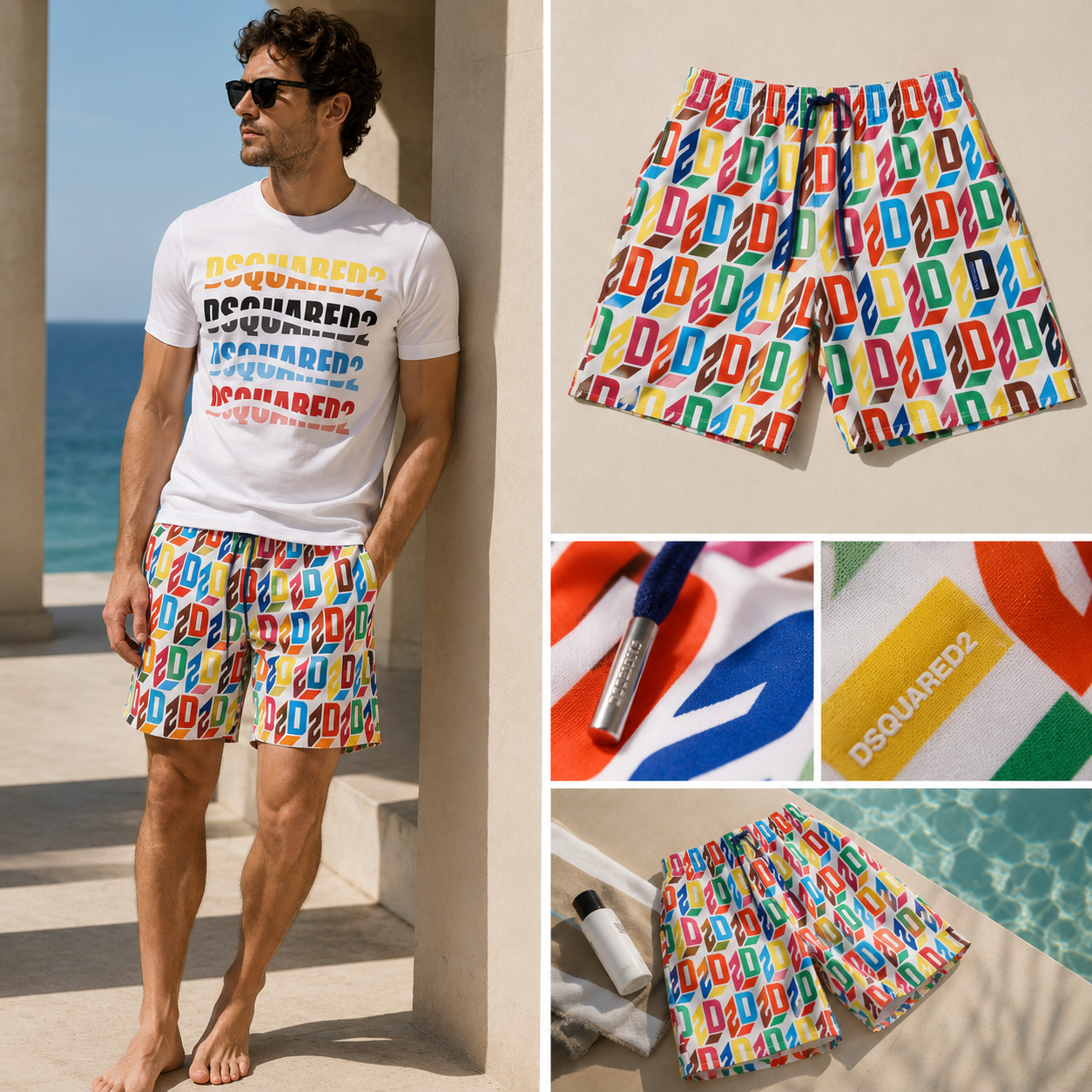 SHORT DSQUARED2 NHIỀU CHỮ D7BM74720ISA01176