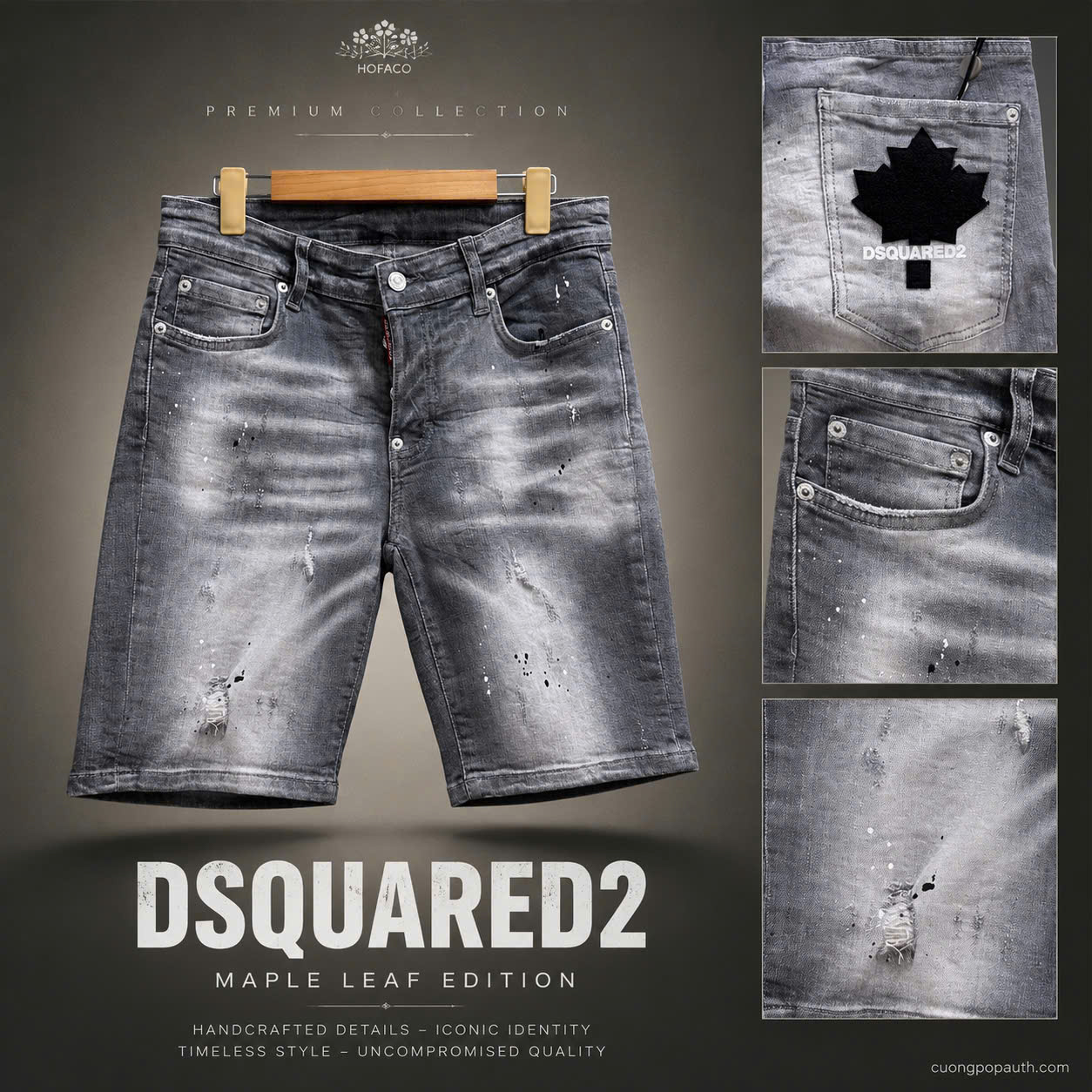 SHORT DSQUARED2 XÁM WASH RÁCH 2 ĐÙI S74MU0607 S30342