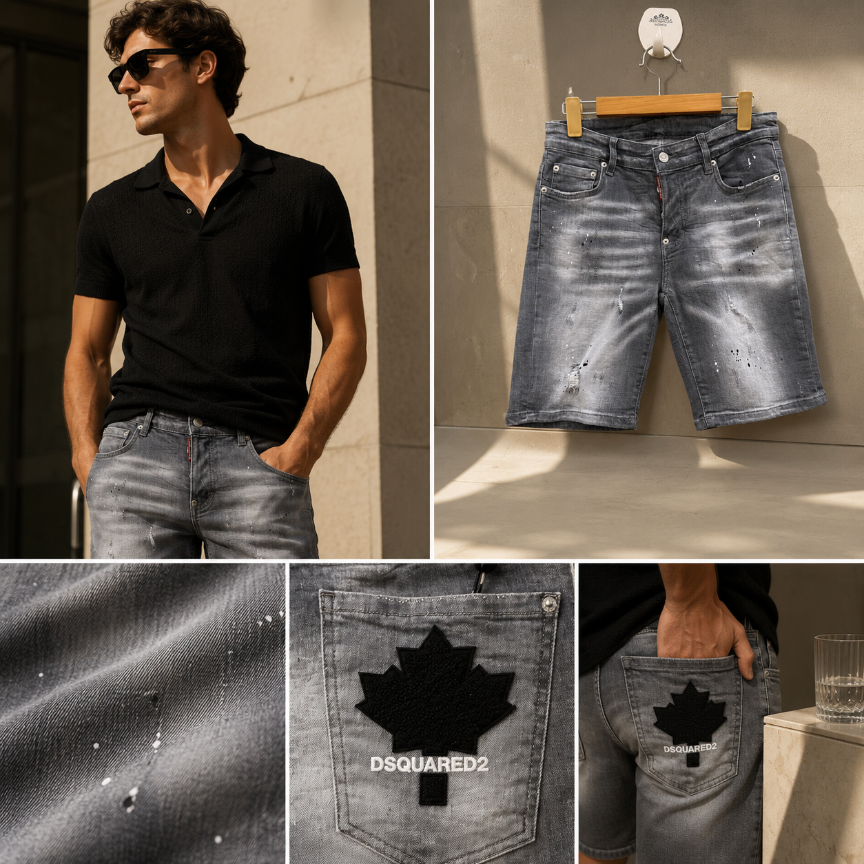 SHORT DSQUARED2 XÁM WASH RÁCH 2 ĐÙI S74MU0607 S30342