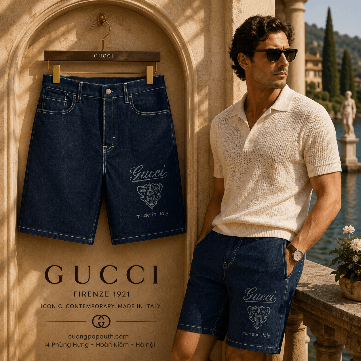 SHORT GUCCI DENIM XANH HIỆP SĨ 811656 XDC6S 4032