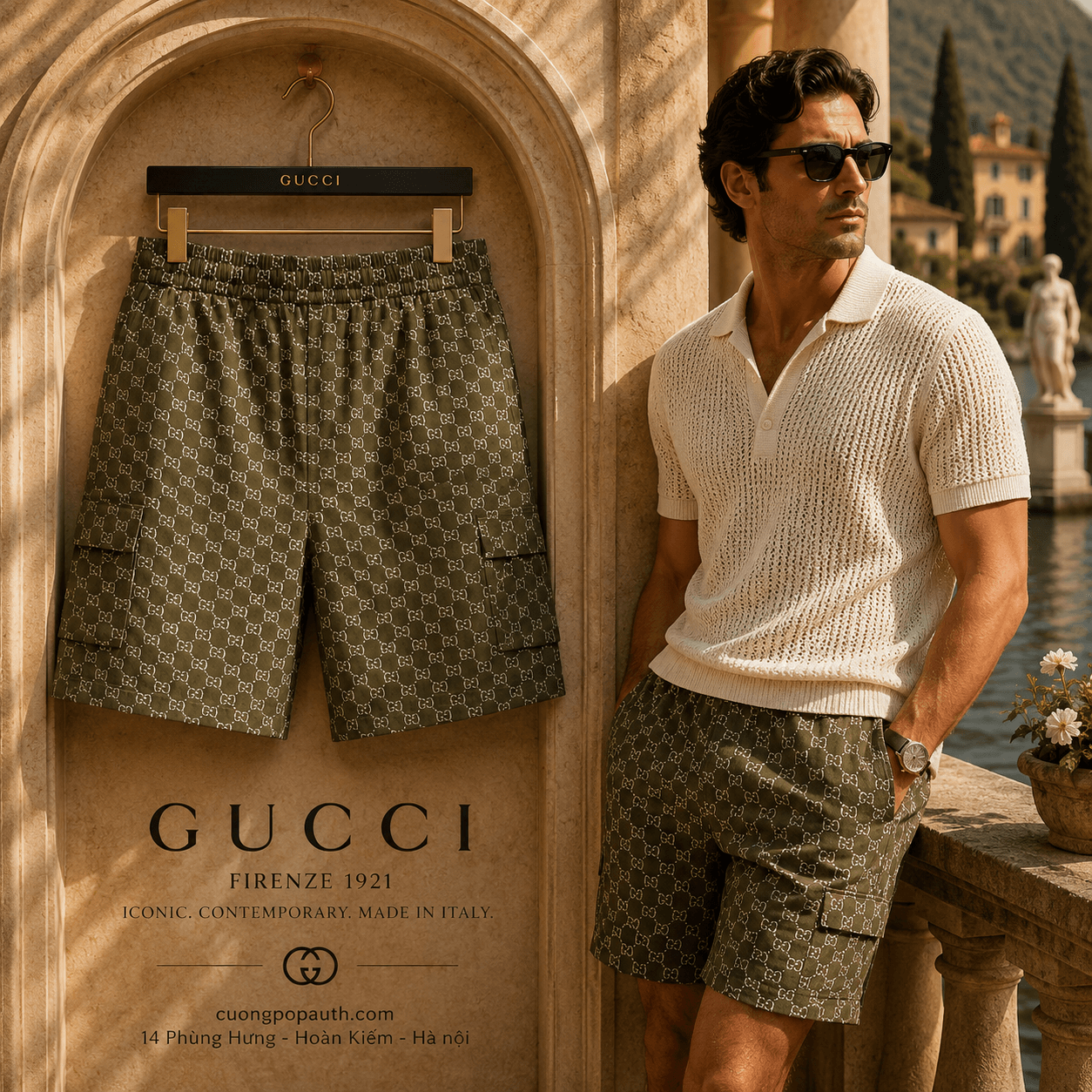 SHORT GUCCI GREEN HOẠ TIẾT MONOGRAM 804980 ZAR26 3088