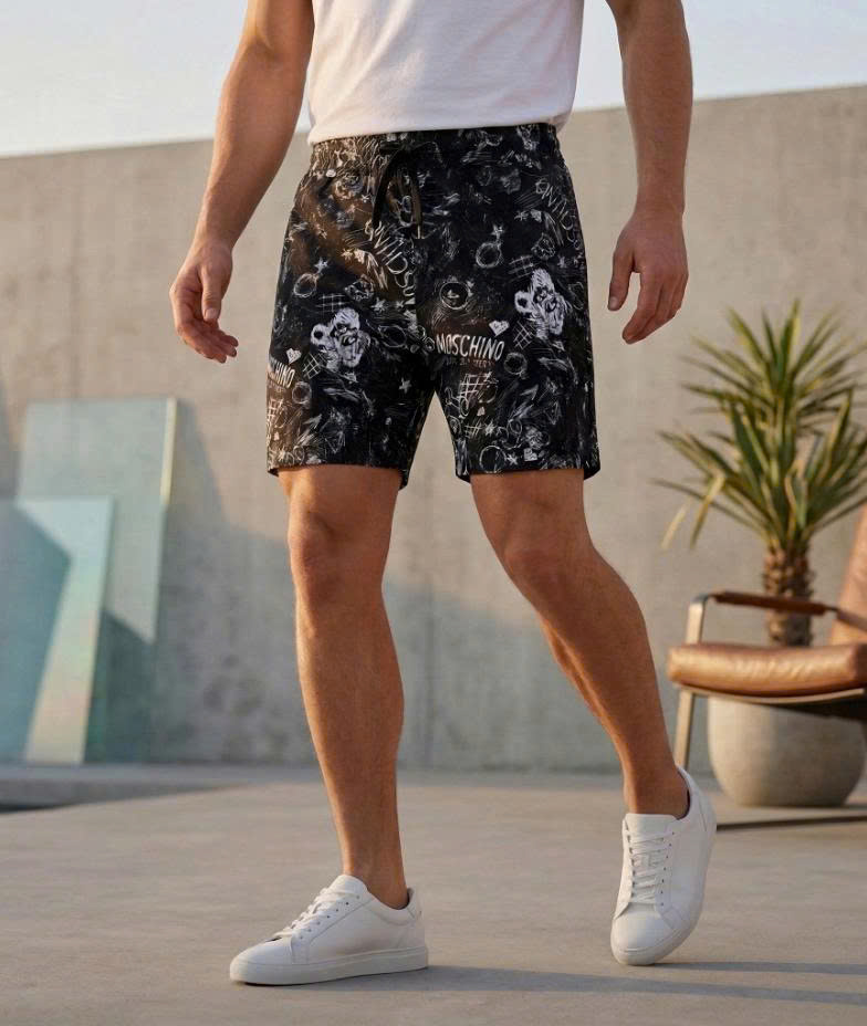 SHORT MOSCHINO ĐEN NHIỀU HỌA TIẾT CPA8989