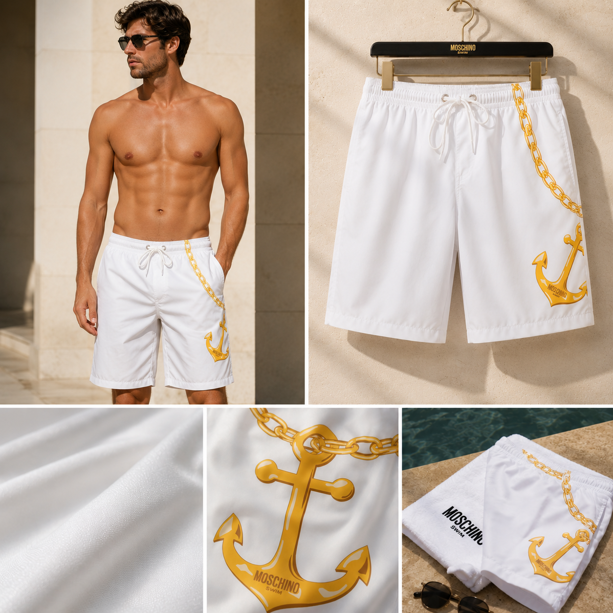 SHORT MOSCHINO TRẮNG MỎ NEO VÀNG 47270590SD