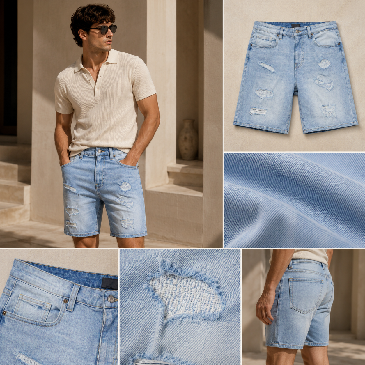 SHORT REASON MEDIUM BLEU WASH RÁCH 2 ĐÙI RCS6SM-511