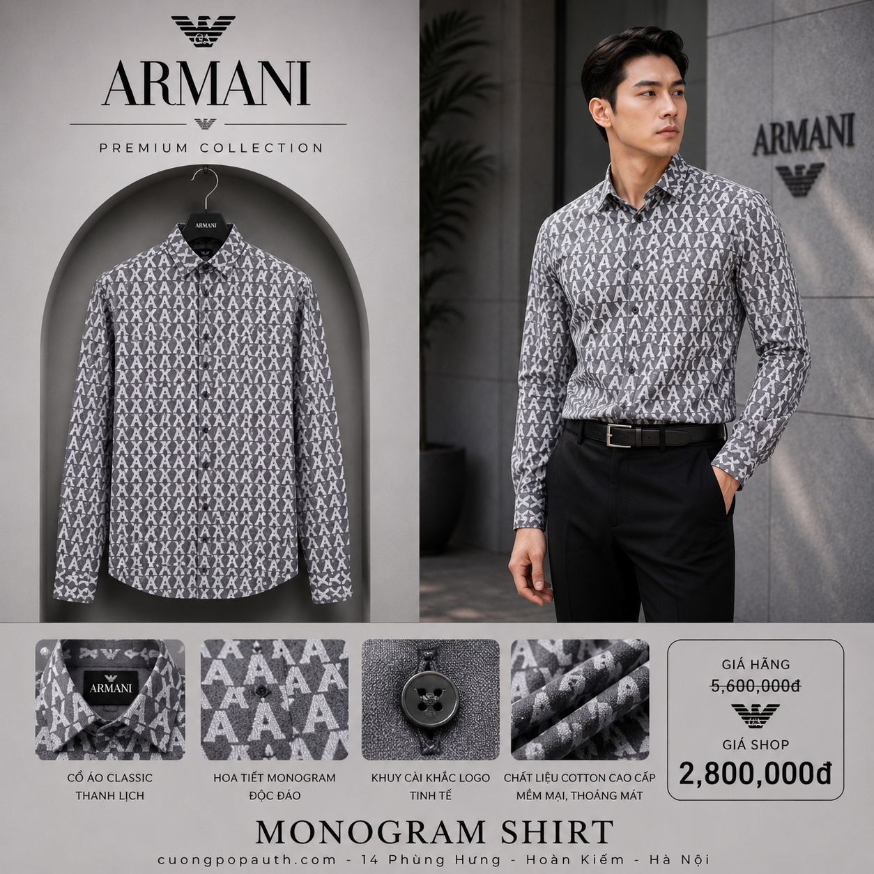 SƠ MI ARMANI 3RZCL5ZN1XZ185CP