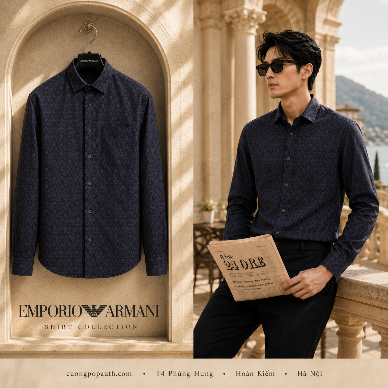 SƠ MI ARMANI NAVY 3RZCL5ZN1XZ85CN