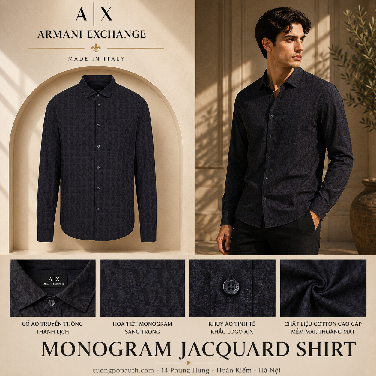 SƠ MI ARMANI NAVY 3RZCL5ZN1XZ85CN