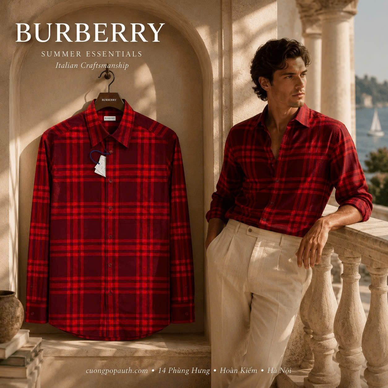 SƠ MI BURBERRY ĐỎ TB19