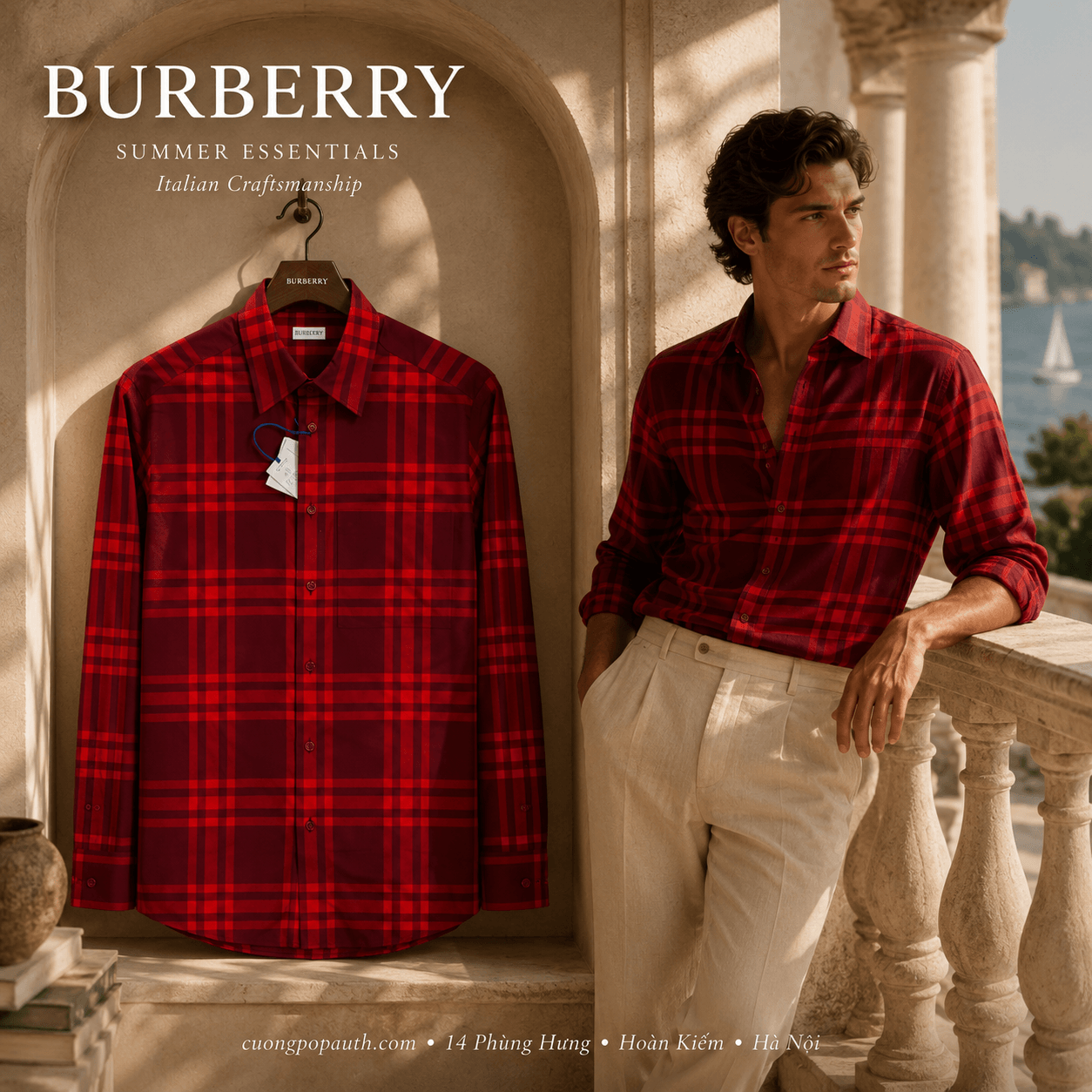 SƠ MI BURBERRY ĐỎ TB19
