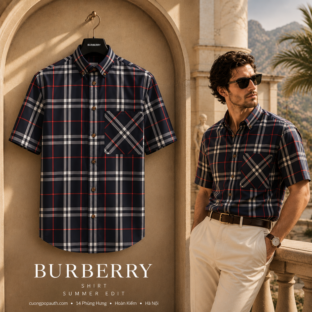 SƠ MI BURBERRY KẺ ĐEN 8043337
