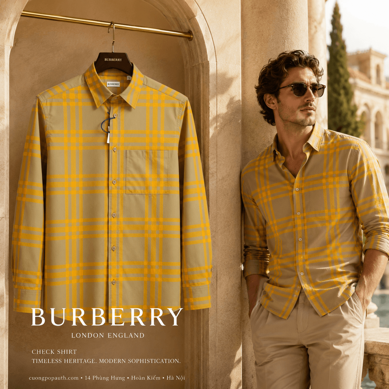 SƠ MI BURBERRY KẺ VÀNG TB21