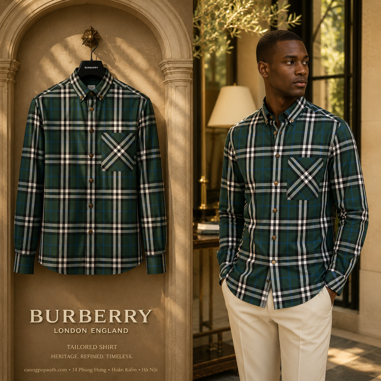 SƠ MI BURBERRY KẺ XANH 8041523