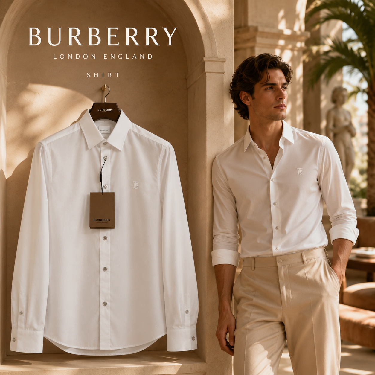 SƠ MI BURBERRY TRẮNG TAG TB 8028558