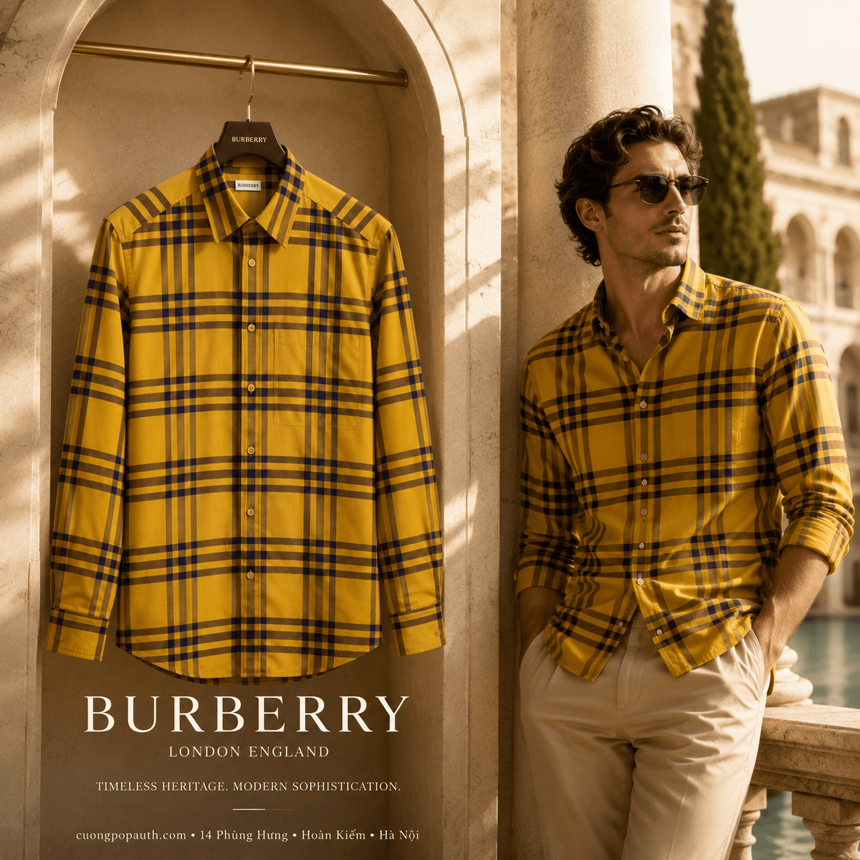 SƠ MI BURBERRY VÀNG TB22