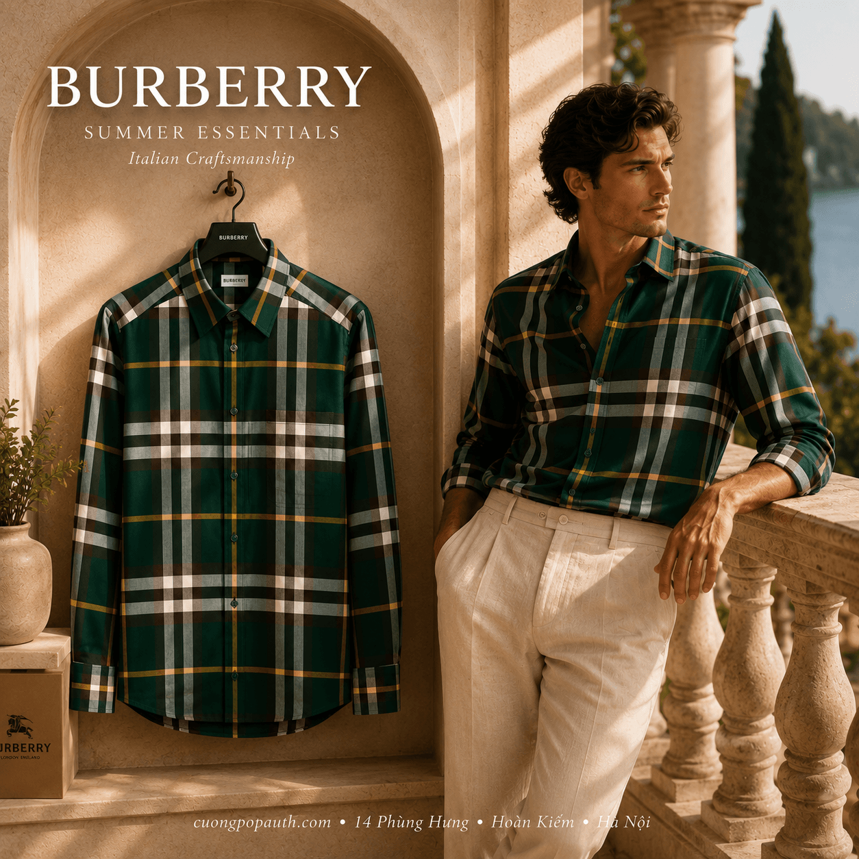 SƠ MI BURBERRY XANH LÁ TB20