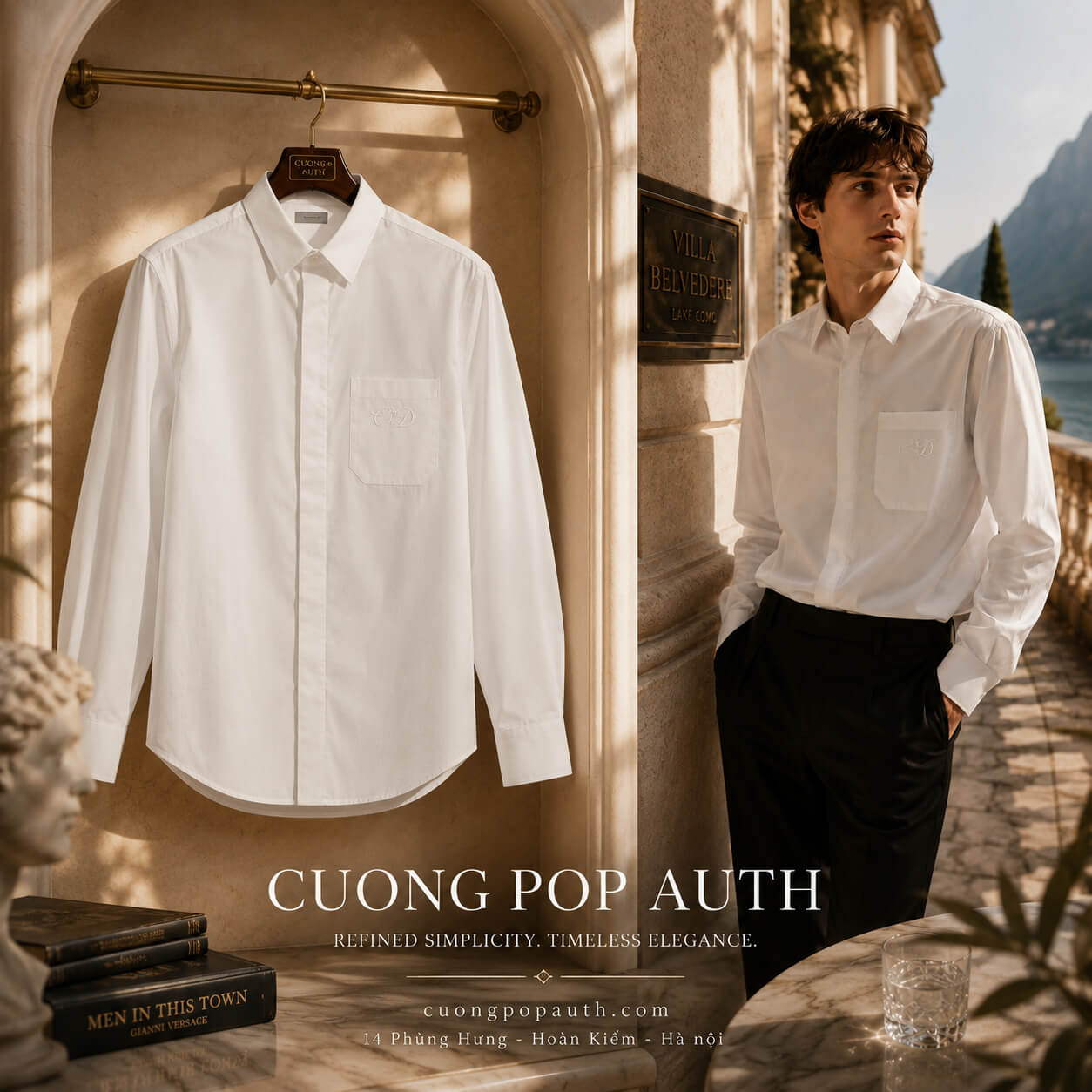 SƠ MI DIOR TRẮNG CHỮ THÊU NGỰC 193C555A 1581