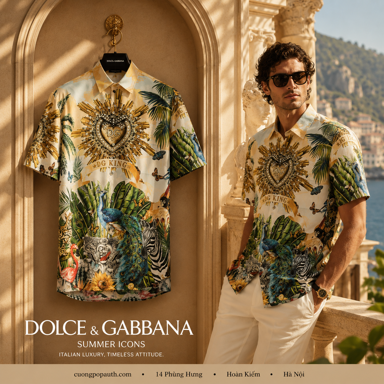 SƠ MI DOLCE CỘC HỌA TIẾT CÂY LÁ G5GJ7THP5XGHHIH3
