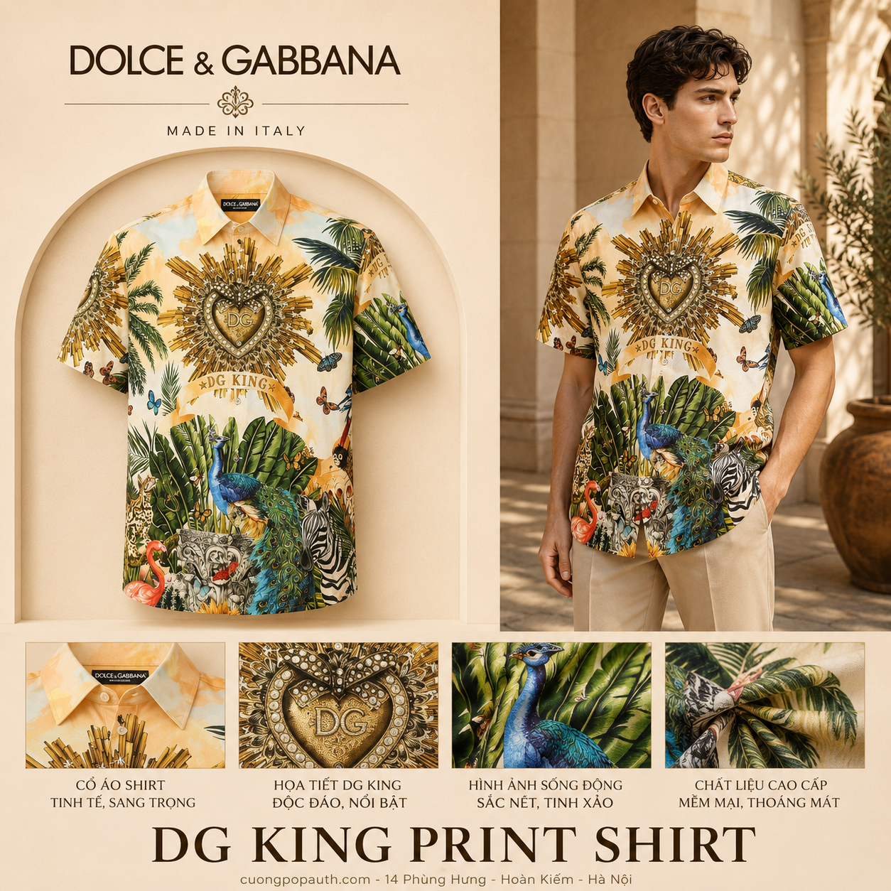 SƠ MI DOLCE CỘC HỌA TIẾT CÂY LÁ G5GJ7THP5XGHHIH3