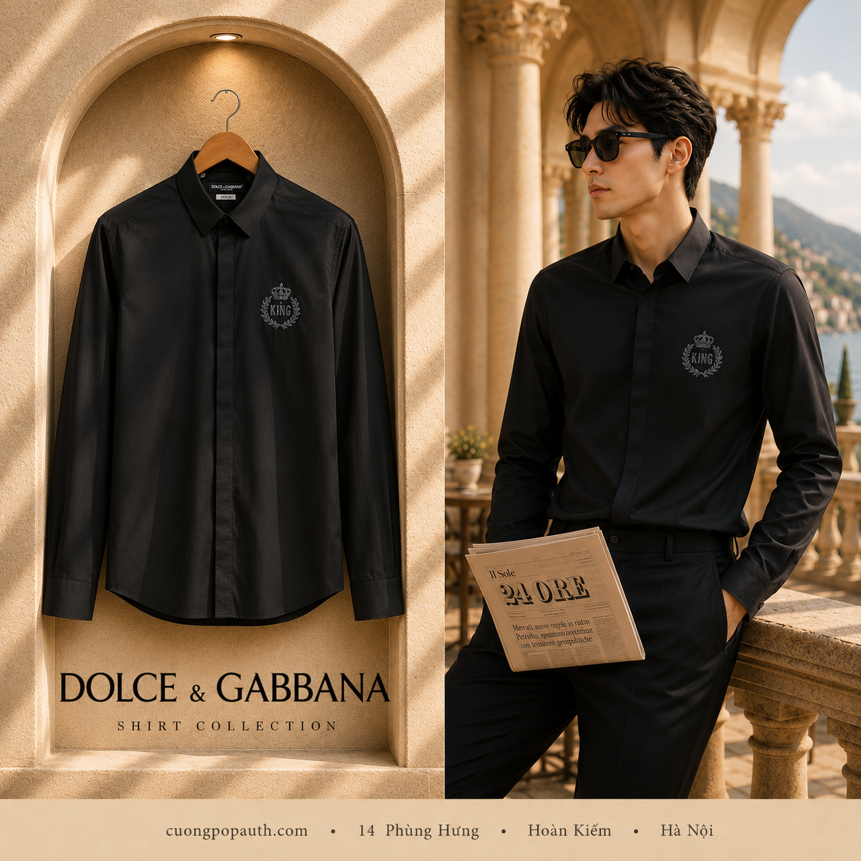 SƠ MI DOLCE ĐEN TAG NGỰC G5EX3ZFU5K9N0000