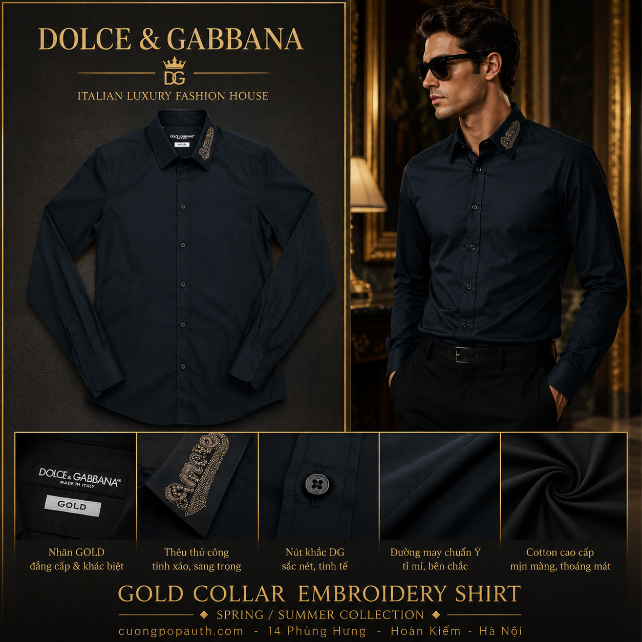 SƠ MI DOLCE GOLD CHECK CỔ AMORE G5DM6Z GE515 B0665