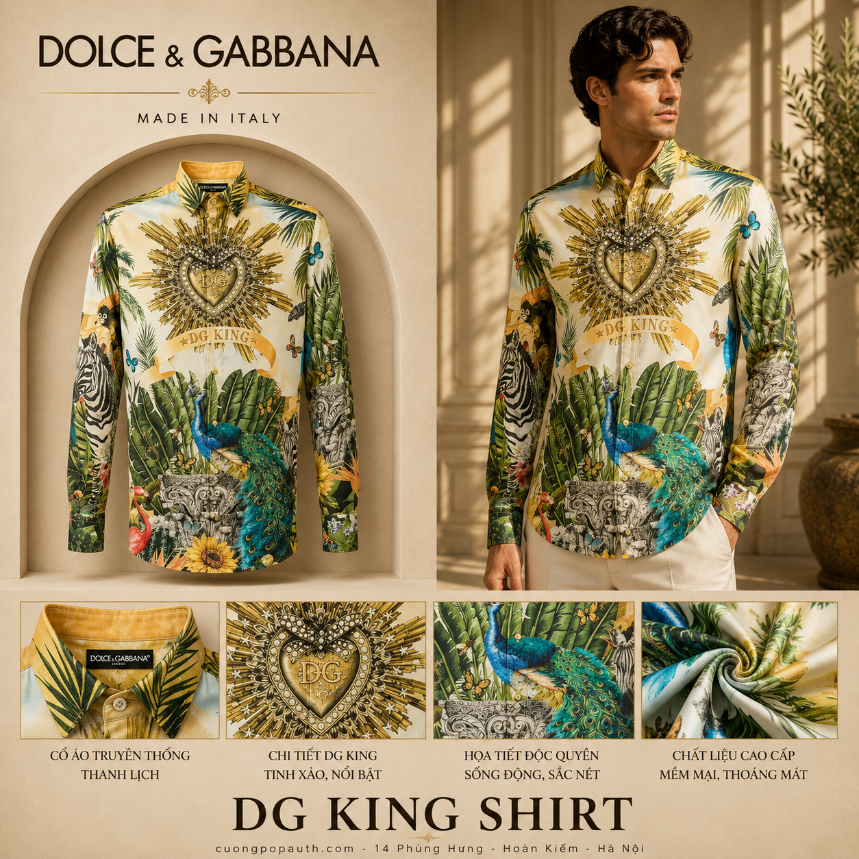 SƠ MI DOLCE GOLD DÀI TAY HỌA TIẾT CÂY LÁ G5EJ0THP5XWHHIH3