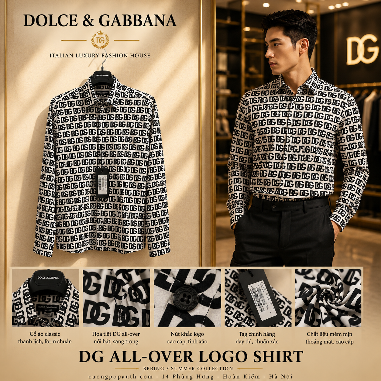 SƠ MI DOLCE TRẮNG NHIỀU CHỮ G5MO0T FSEH7