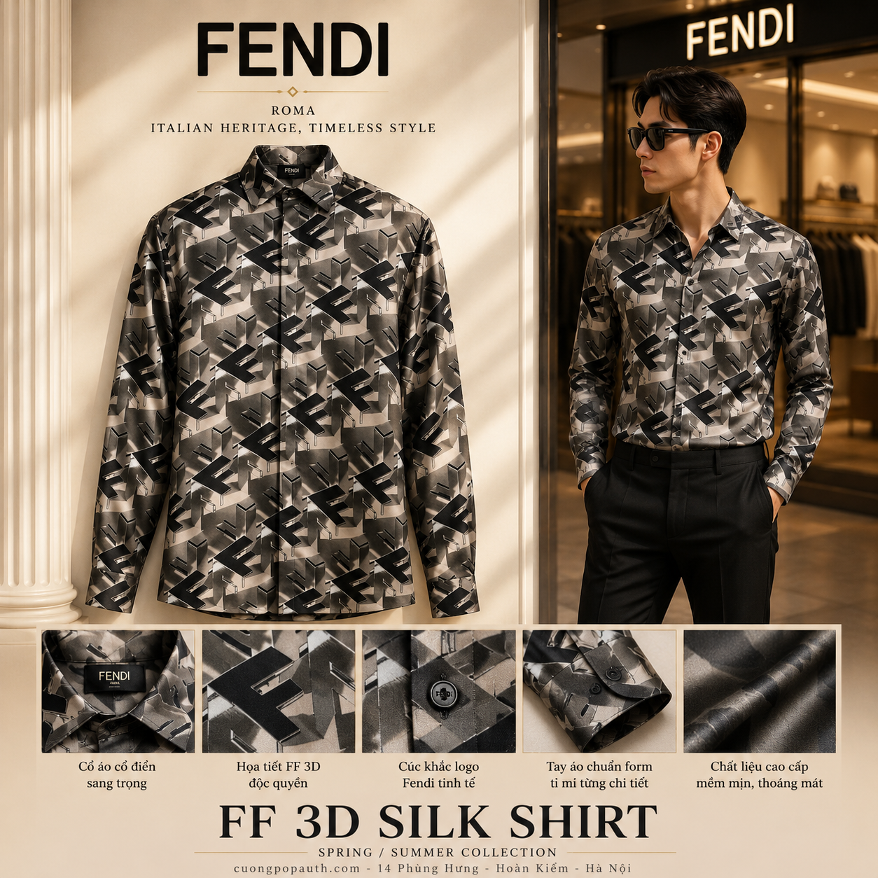 SƠ MI FENDI NHIỀU CHỮ 10638046VV