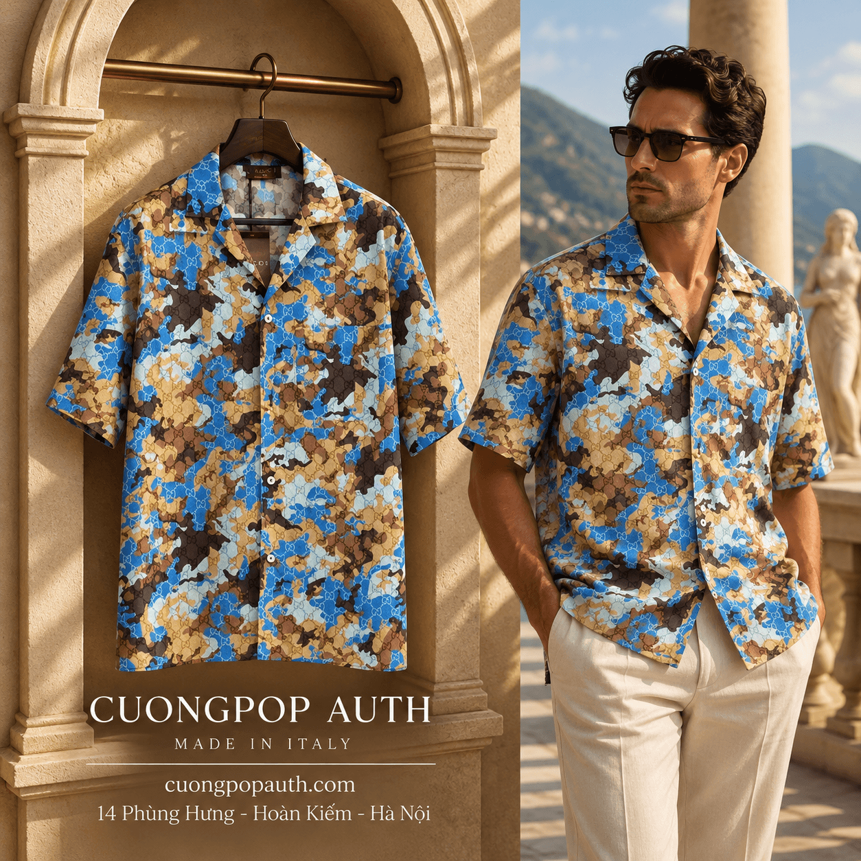 SƠ MI GUCCI HOA XANH 794907 ZAUJK 2031