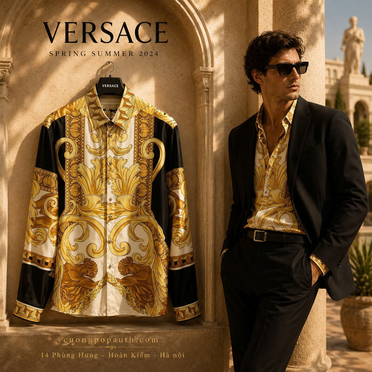 SƠ MI LỤA VERSACE HOA VĂN K39
