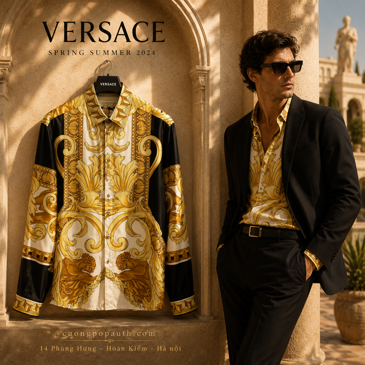 SƠ MI LỤA VERSACE HOA VĂN K39