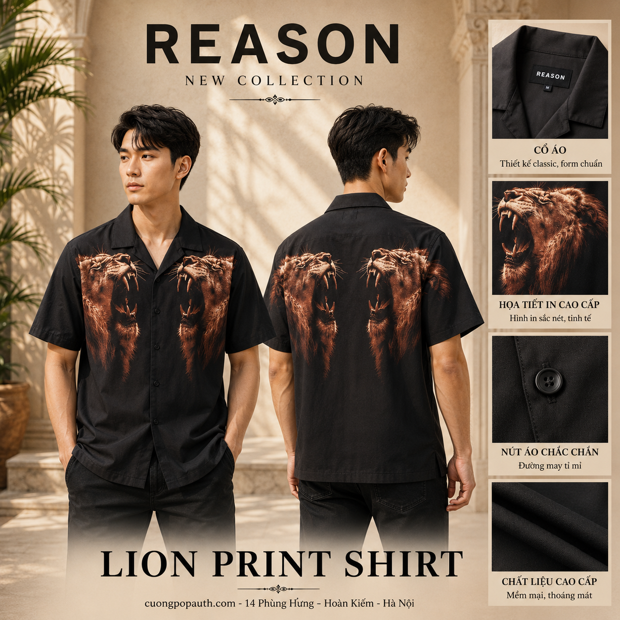 SƠ MI REASON ĐEN HOẠ TIẾT RCS6FM-617