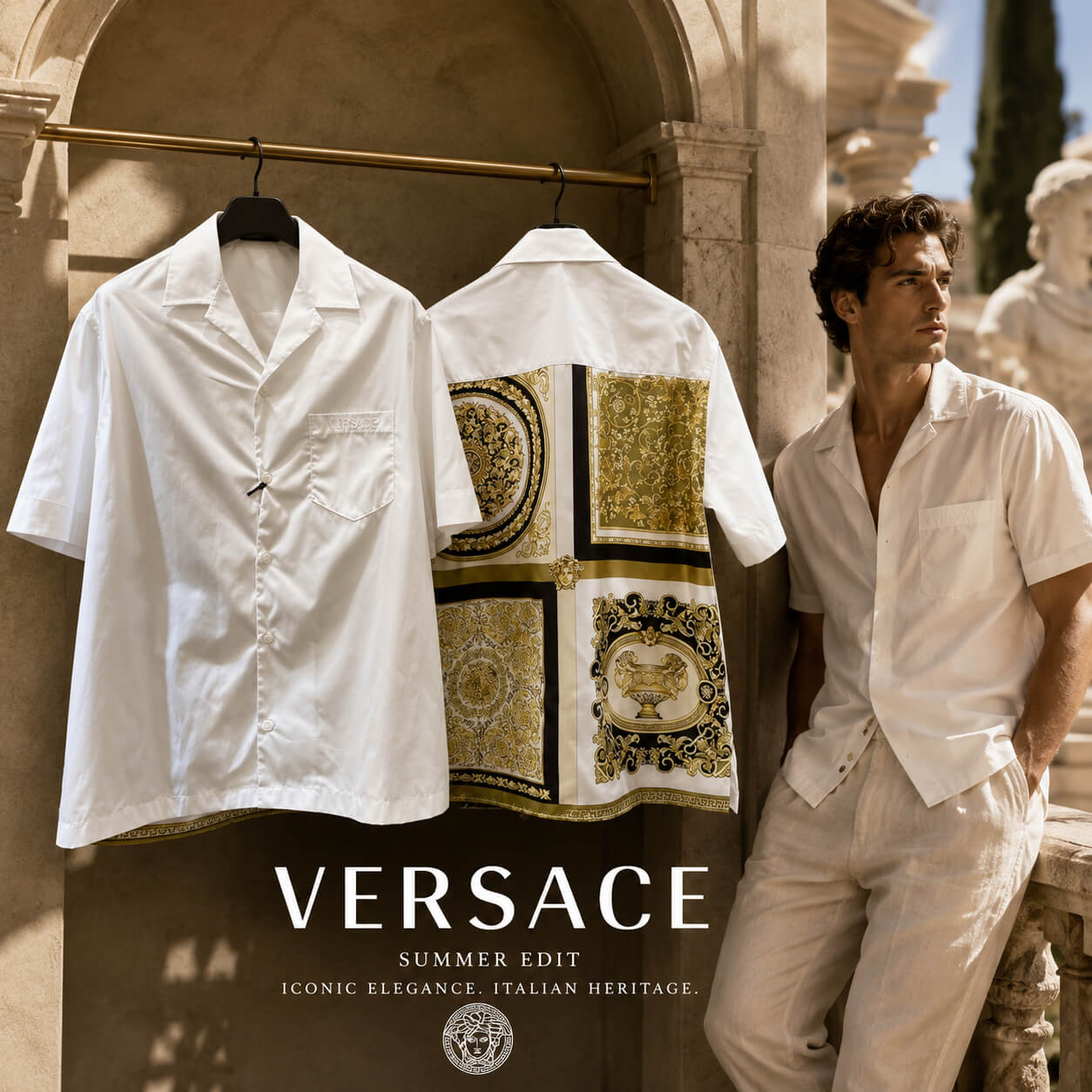 SƠ MI VERSACE TRẮNG HOẠ TIẾT 1015092 1A10593 5W060