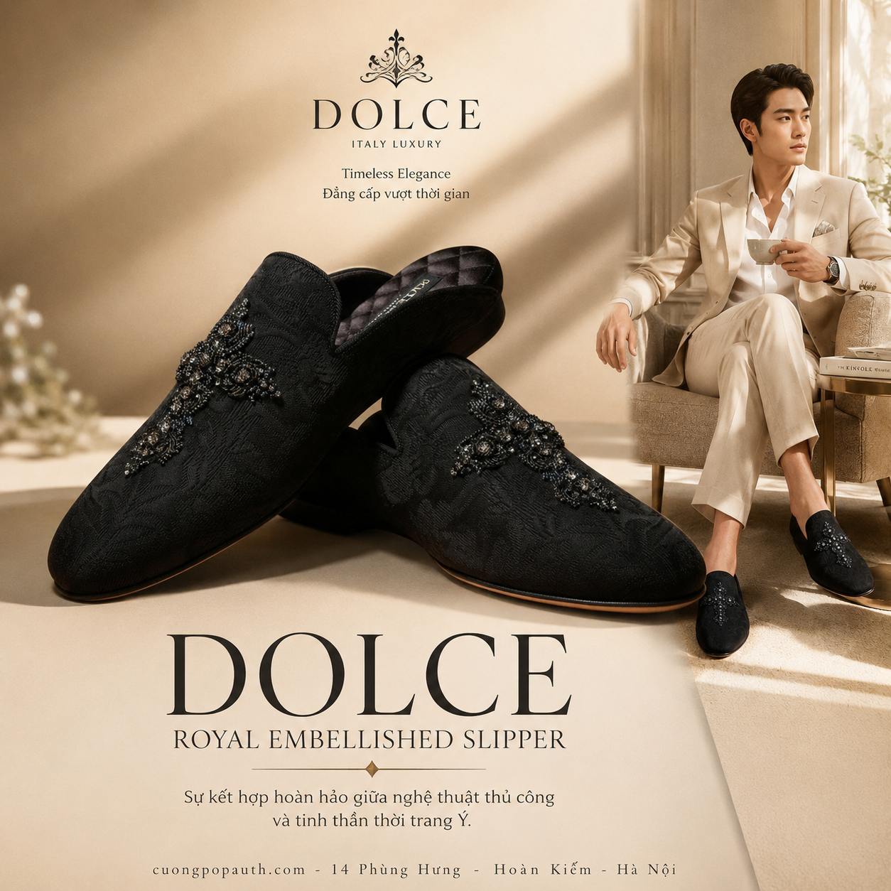 SỤC DOLCE ĐEN THÊU VƯƠNG MIỆN A80116