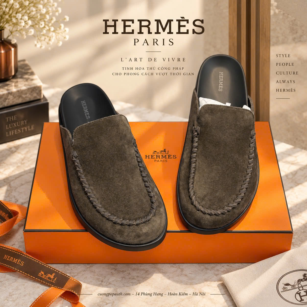 SỤC HERMES DA LỘN NÂU L09932