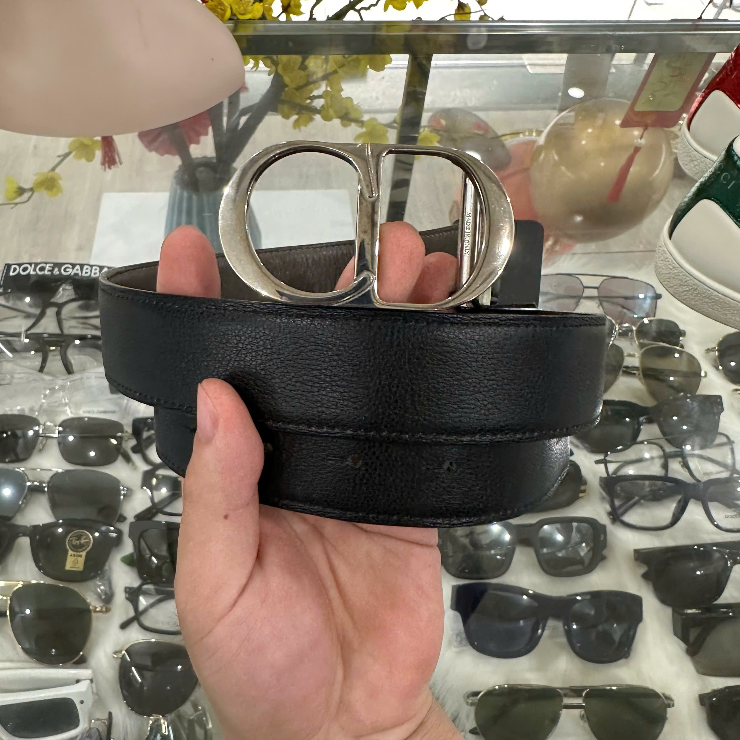 THẮT LƯNG DIOR 2 MẶT ĐEN/XÁM LN038 NEW TRƯNG BÀY