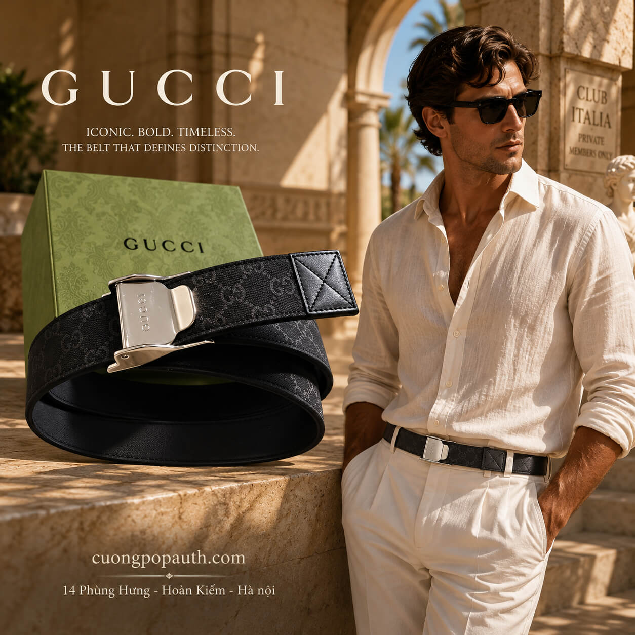 THẮT LƯNG GUCCI KHOÁ KÉP 838670 FAEWB 1000