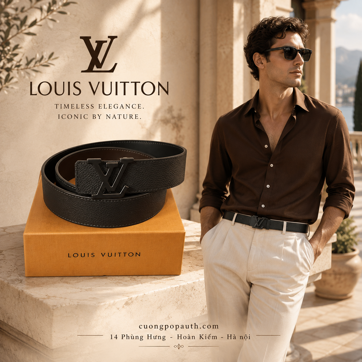 THẮT LƯNG LOUIS VUITTON ĐEN SIZE 95 TH991