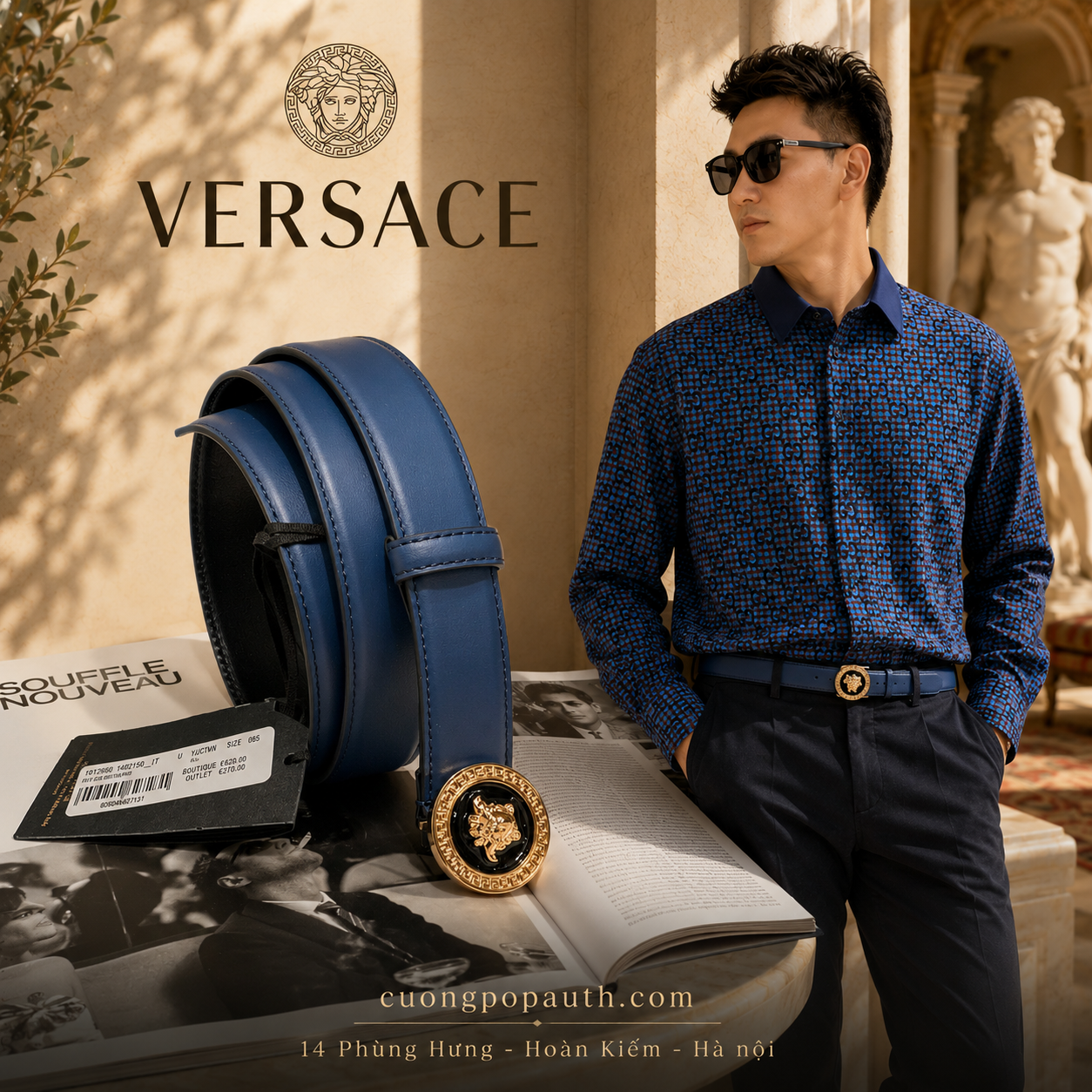 THẮT LƯNG VERSACE MEDUSA XANH K01