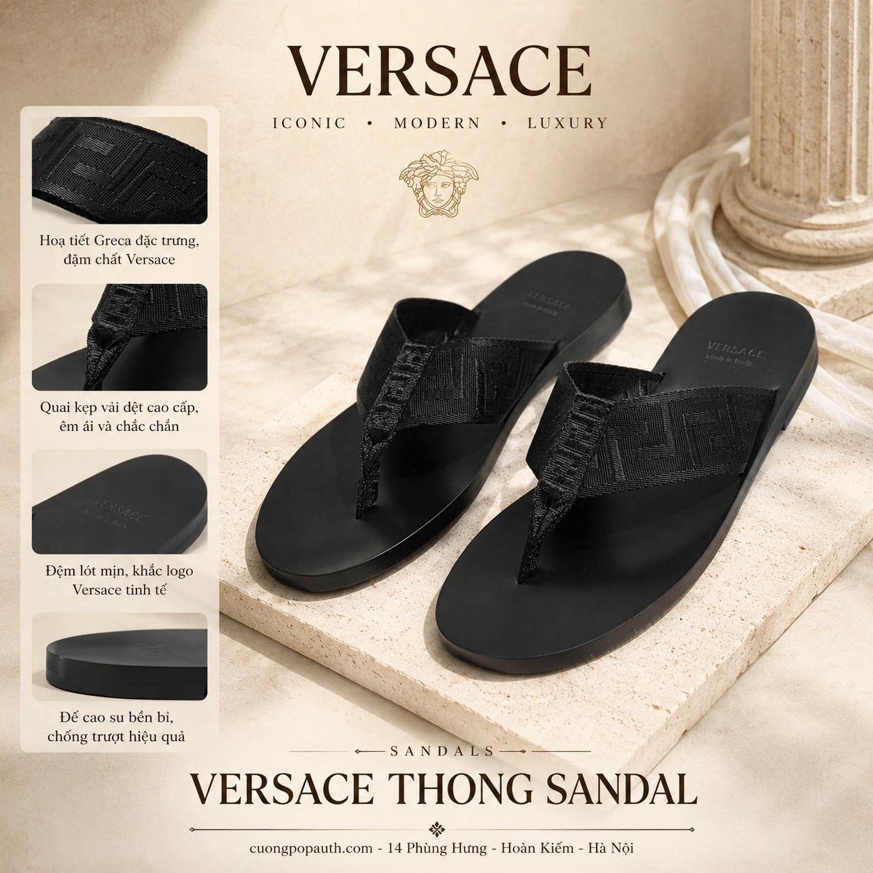 TÔNG VERSACE QUAI VẢI ĐEN DSU7340S