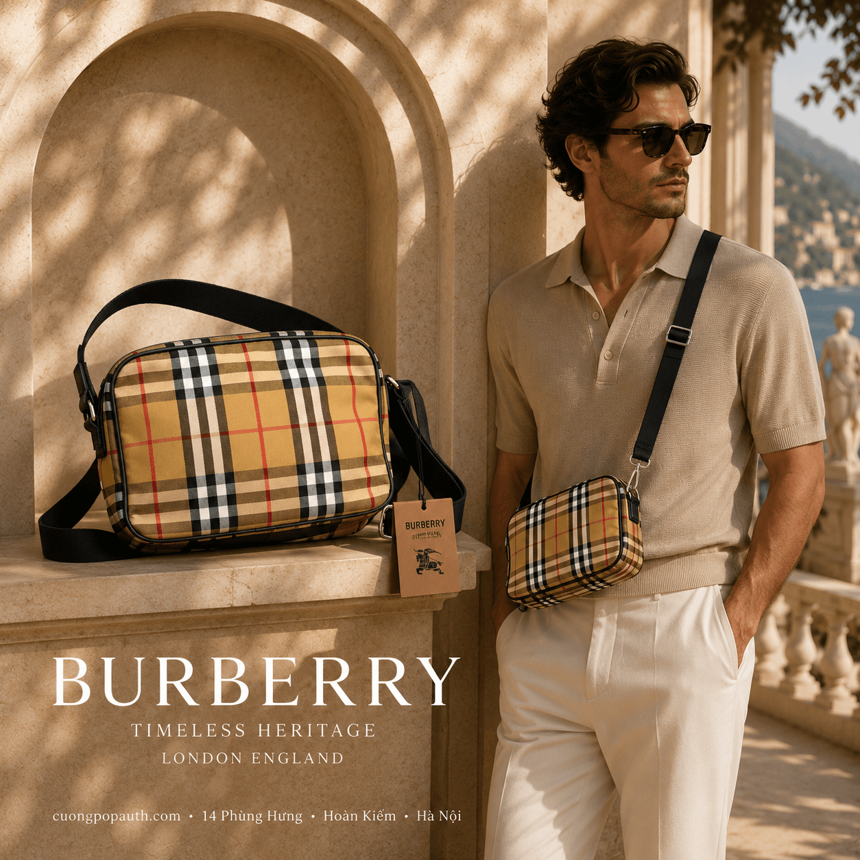 TÚI BURBERRY CHECK CAMEL KT09