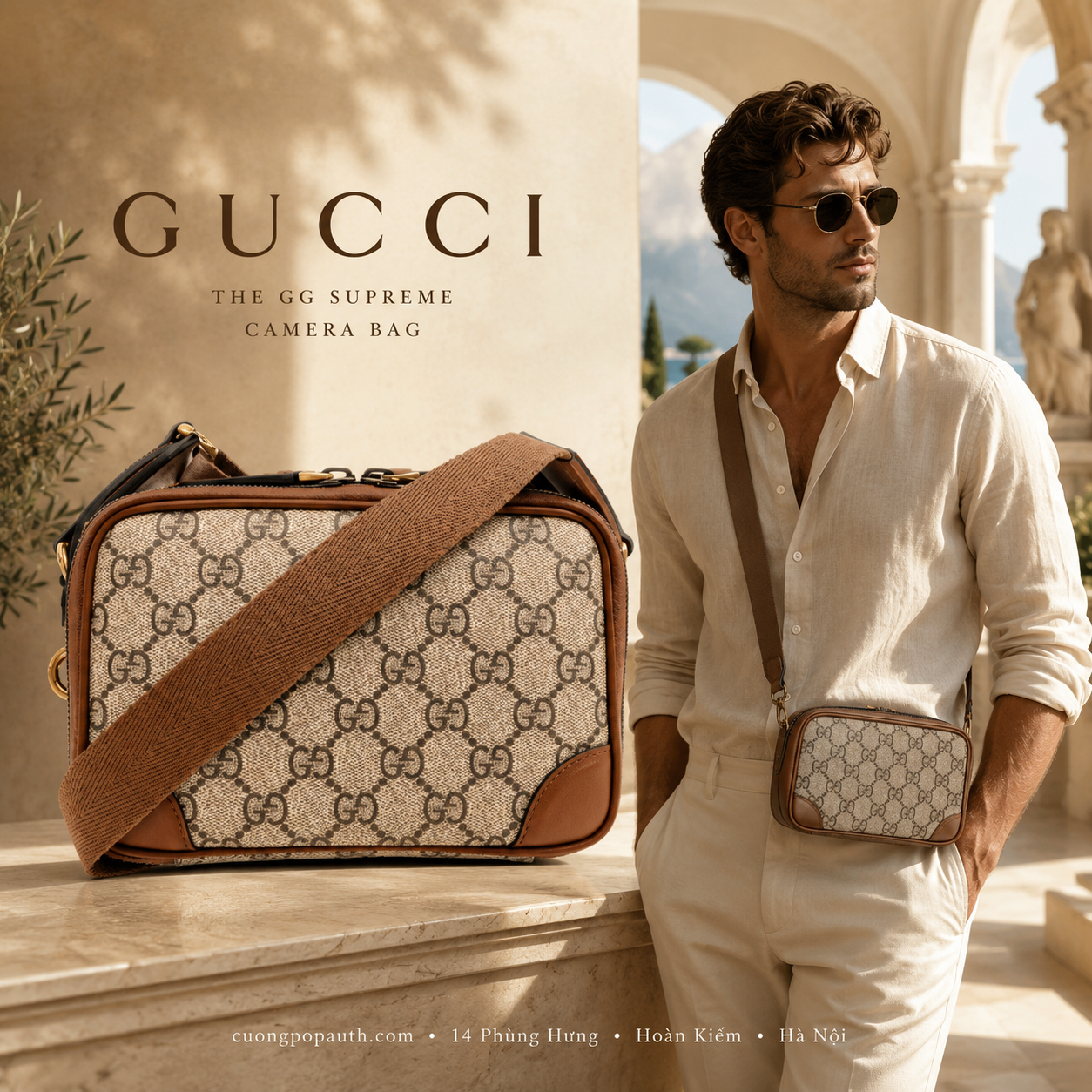 TÚI GUCCI GG EMBOSSED SUPER MINI BAG 'BEIGE' 821217 FAED3-9786