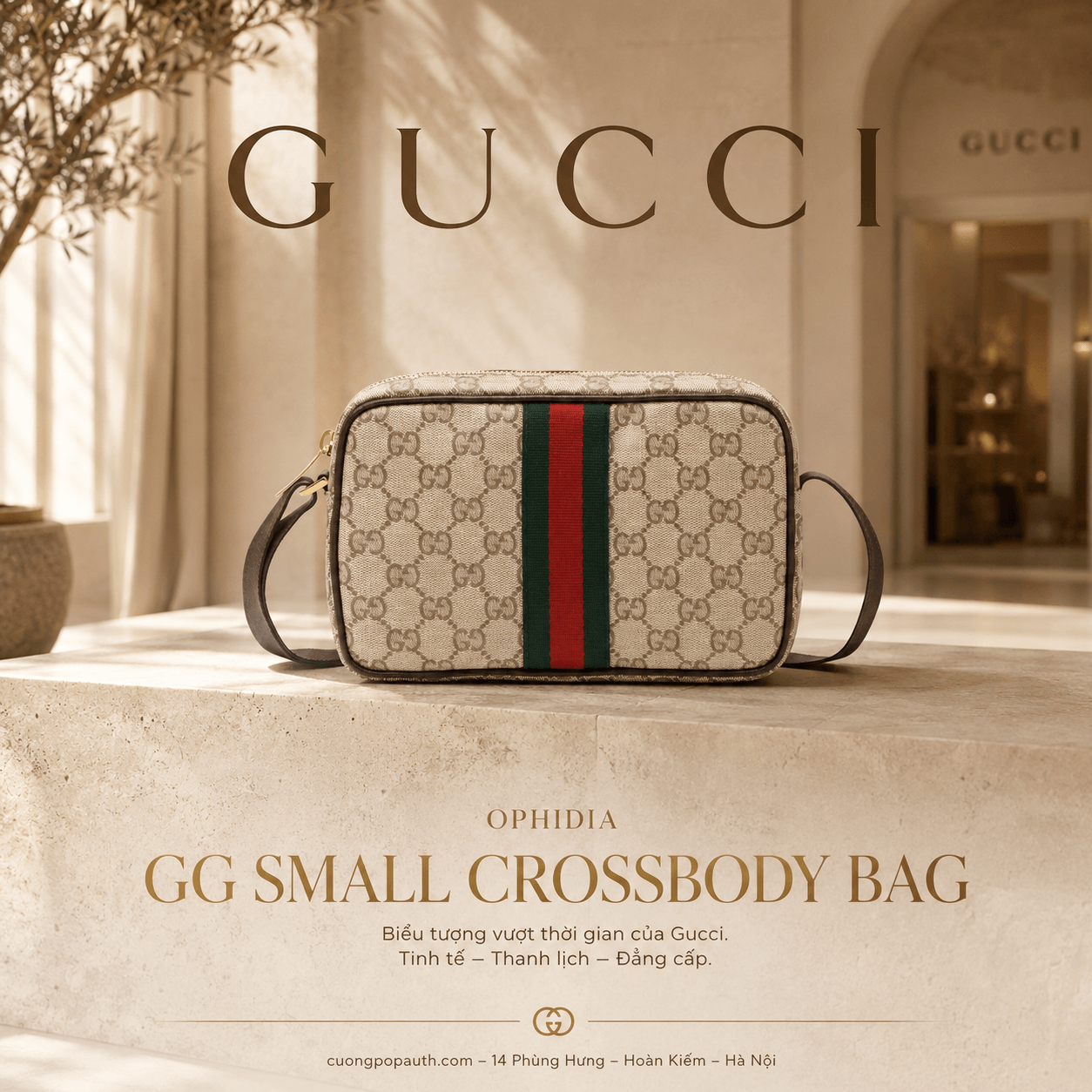 TÚI GUCCI GG MINI BAG WITH WEB 'BEIGE' 876391-FAF9S-9646