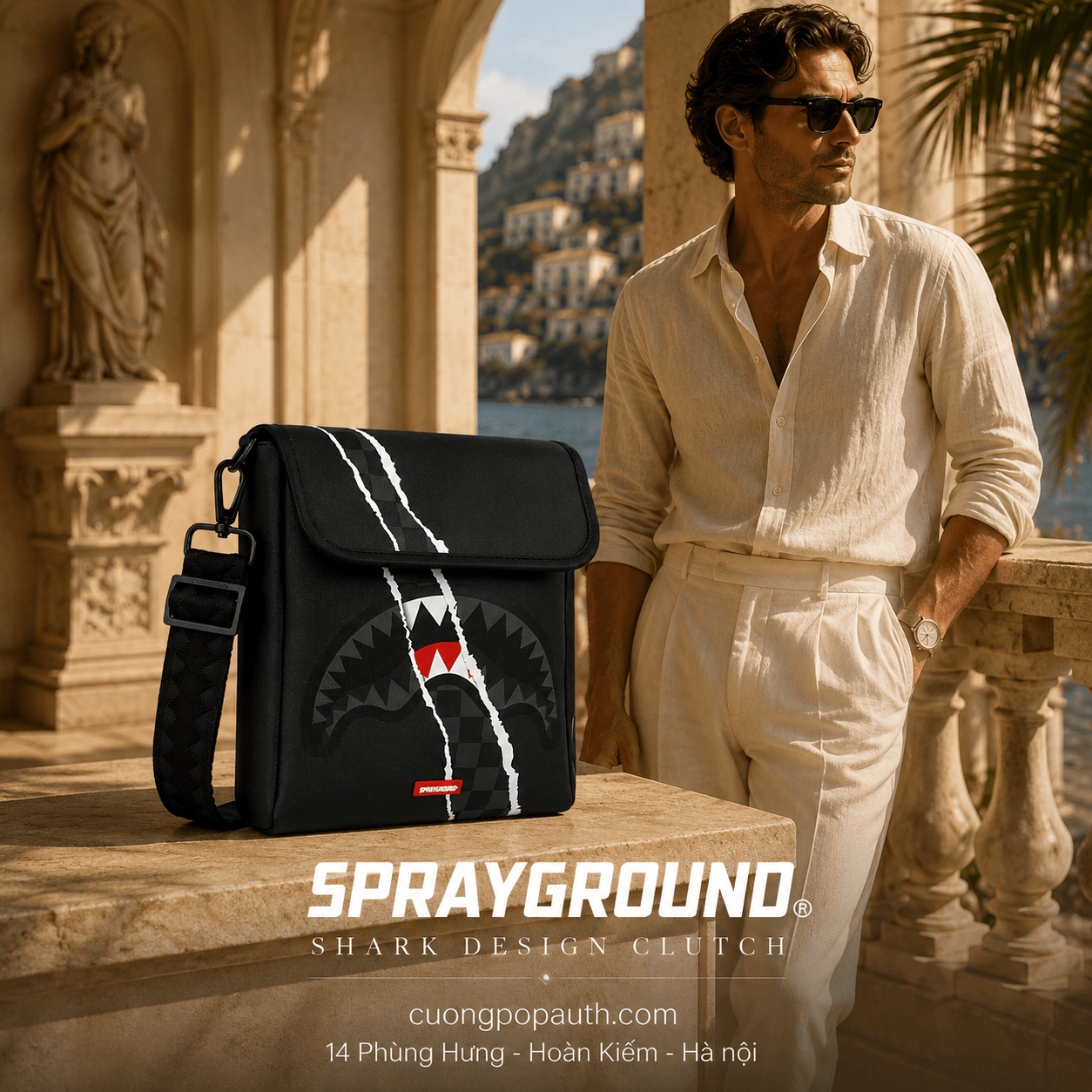 TÚI SPRAYGROUND SHARK SLASH MESSENGER SLING