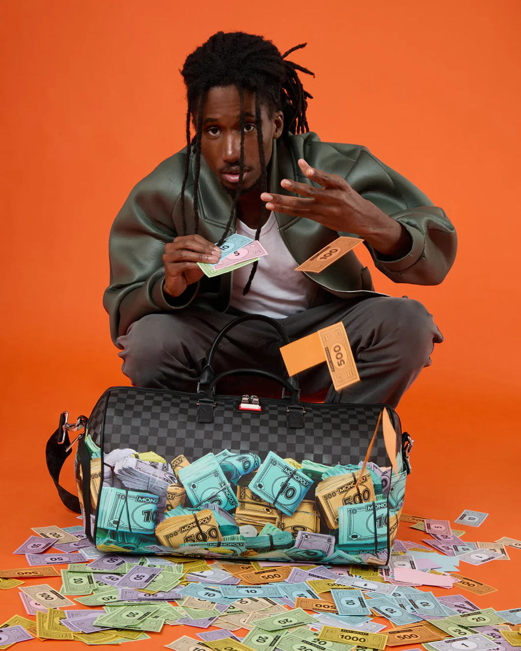 TÚI TRỐNG SPRAYGROUND “MONOPOLY MONEY STACKS DUFFLE” – BLACK – MANOR