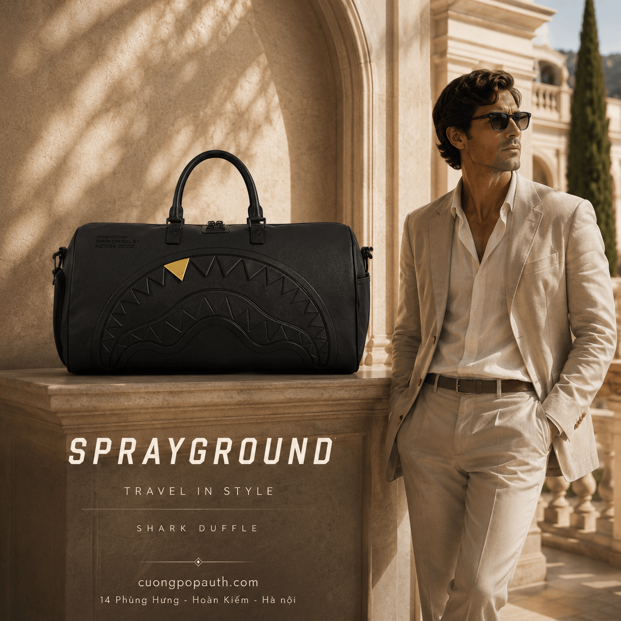 TÚI TRỐNG SPRAYGROUND THE GOLDEN FANG SHARK DUFFLE
