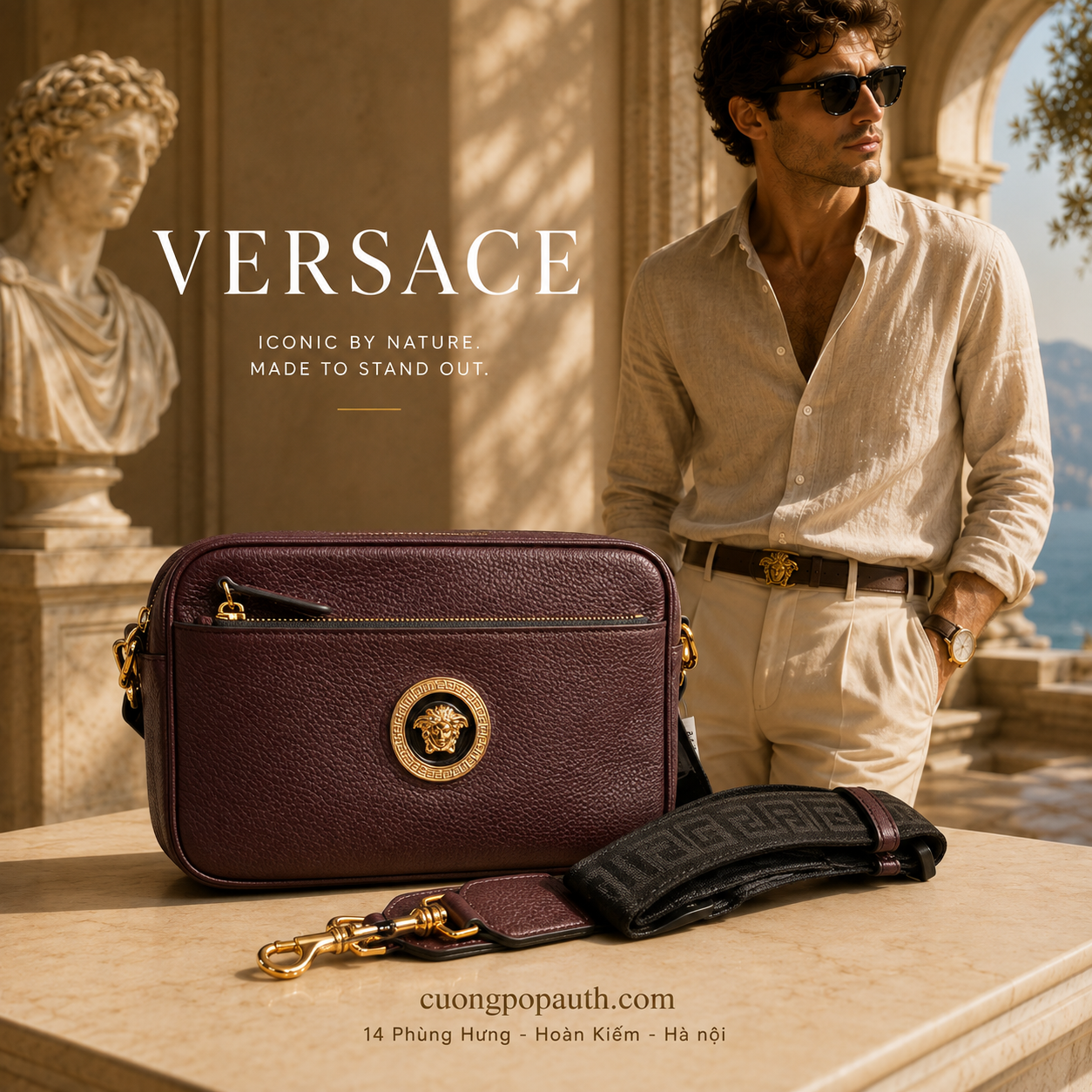 TÚI VERSACE ĐỎ LOGO VÀNG K651