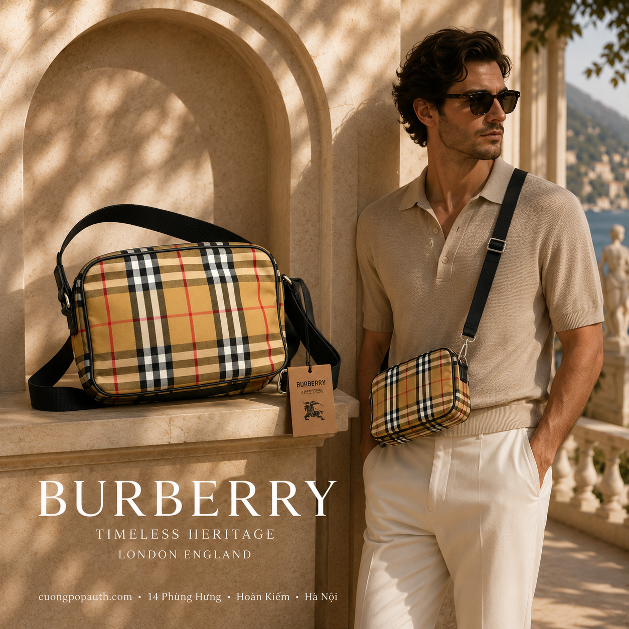 TÚI BURBERRY CHECK CAMEL KT09